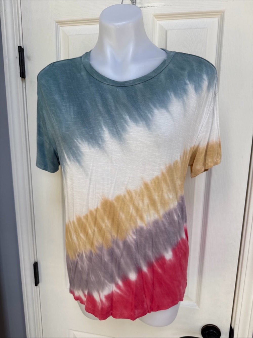 24/7 By Maurice's Multicolor Rainbow Tie Dye Slouchy Boho Hippie Shirt sz S